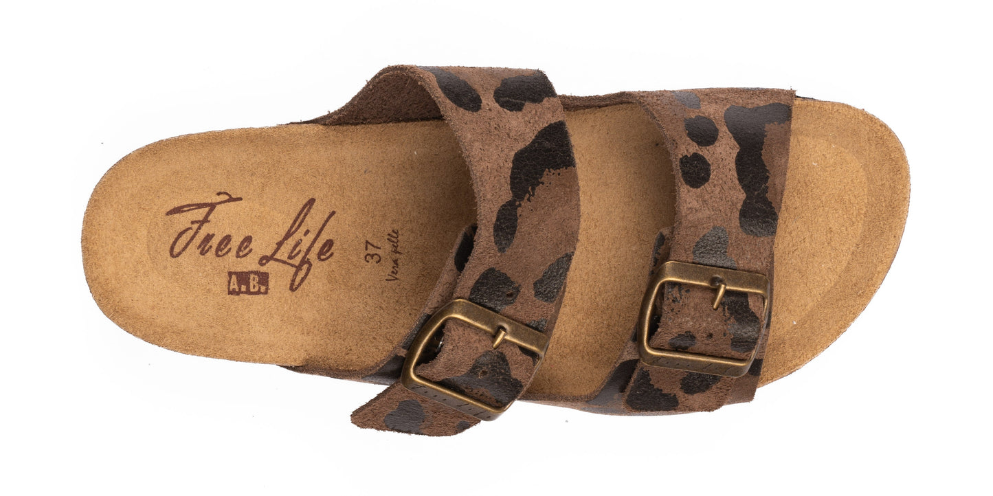 Women's Leather Double Buckle Sandal