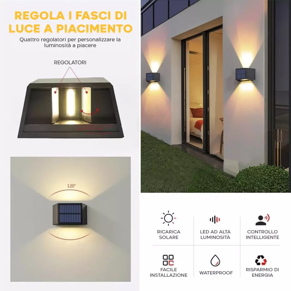 Lampada Solare da Parete 10W Luce Calda – Illuminazione Esterna IP65