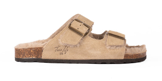 Women's Suede Padded Double Buckle Sandals