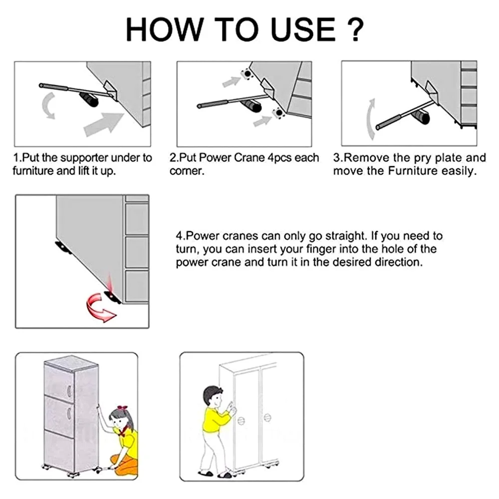 Sollevatore Pesi e Mobili 150 kg – Kit con Manico Ergonomico e 4 Ruote Rotanti