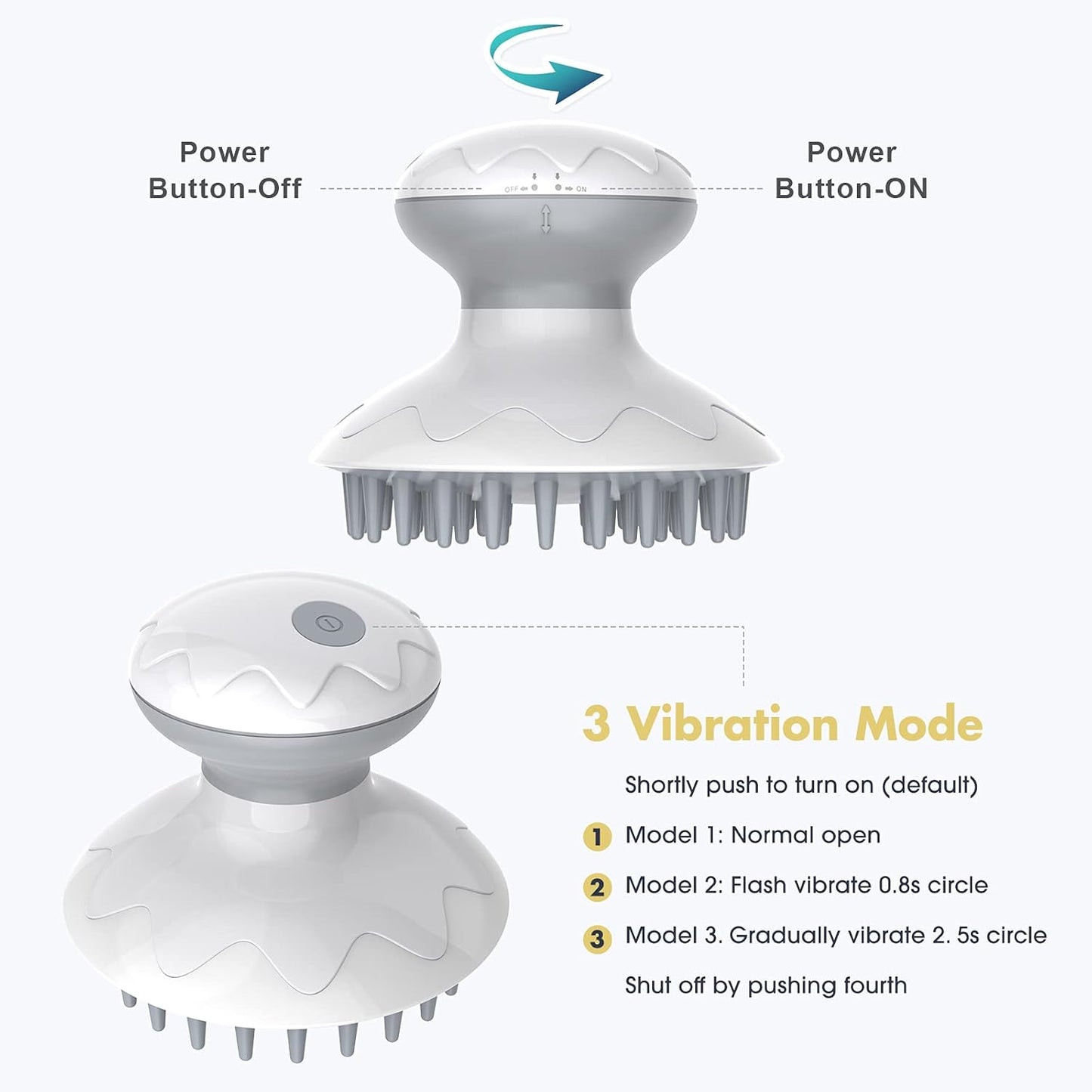 Massaggiatore Elettrico per il Cuoio Capelluto – 3 Modalità di Vibrazione per Relax e Stimolazione