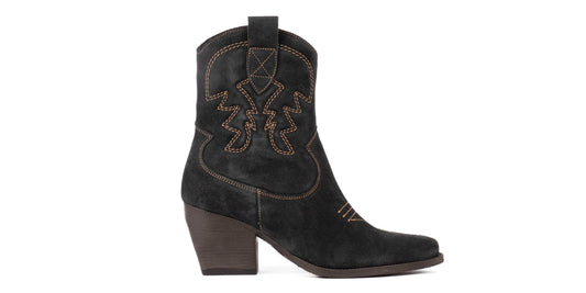 Embroidered suede Texan ankle boots