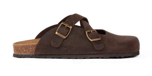 Sabot chiuso donna in pelle con cinturini incrociati