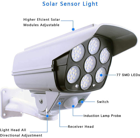 Telecamera Finta Solare con Sensore di Movimento – 77 LED di Sicurezza