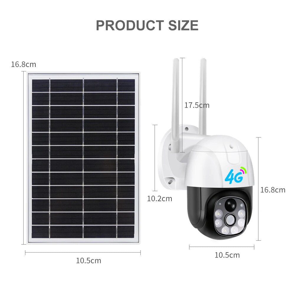 Videocamera di Sorveglianza Full HD con Pannello Solare, Visione Notturna a Colori e Rotazione 355°