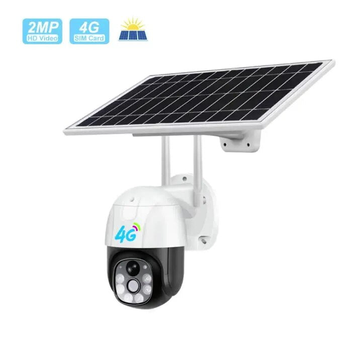 Videocamera di Sorveglianza Full HD con Pannello Solare, Visione Notturna a Colori e Rotazione 355°